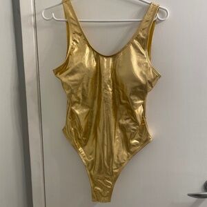 Gold metallic leotard adult large